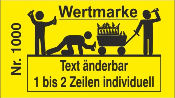 1000 Wertmarken "Bollerwagen - Bier", Text änderbar